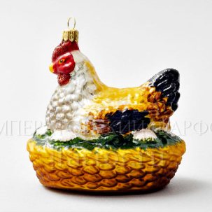 Елочная игрушка Курочка в гнезде