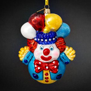 Елочная игрушка Клоун с воздушными шарами 105 x 145 мм.