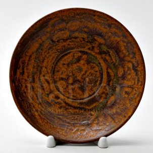 Блюдце чайное Тыквенный рельеф коричневый