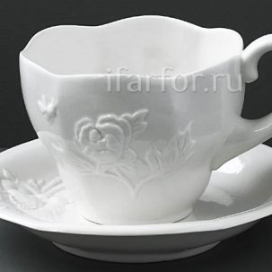 Чашка с блюдцем чайный Цветочный рельеф 1/2