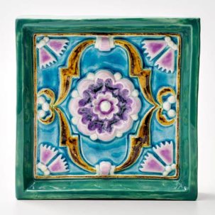 Изразец Цветок 3 бирюзовый