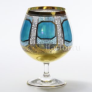 Набор бокалов для коньяка Медальон бирюзовый 6/6 Krosno