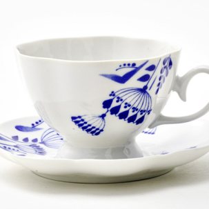 Чашка с блюдцем чайная Гжель тысячелистник 2 1/2 Тамара