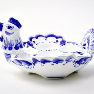 Блюдо для яиц Гжель Курочка 1 Лоток