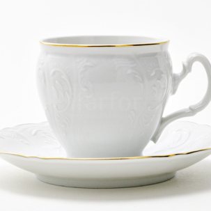 Чашка с блюдцем чайная Бернадотт Белый узор 1/2 Бернадотт бочка