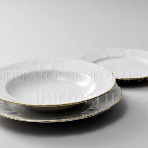 Набор тарелок столовый Бернадотт Белый узор 6/18 Бернадотт