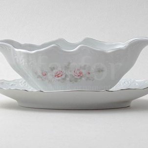 Соусник с подставкой Бернадотт Серая роза платина Бернадотт