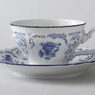 Чашка с блюдцем чайная Бернадотт Синие розы 1/2 Бернадотт