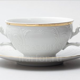 Чашка с блюдцем бульонная Бернадотт Белый узор Бернадотт
