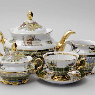 Сервиз чайный Охота Зеленая 6/17 STERNE PORCELAN