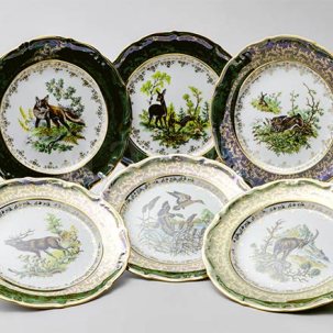 Набор тарелок столовый Охота Зеленая 6/6 STERNE PORCELAN 250 мм.