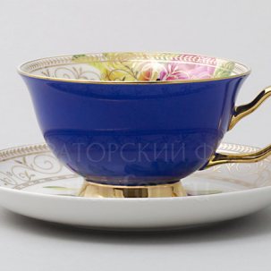 Чашка с блюдцем чайная Радуга Синий Royal Classics 220 мл.
