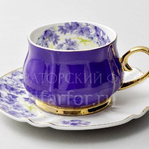 Чашка с блюдцем чайная Тюльпан Фиолетовый 1/2 Royal Classics 200 мл.