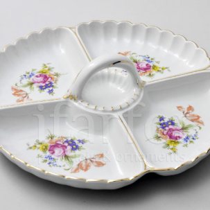 Менажница 4-х секционная Цветочный мотив Круглая