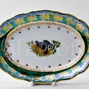 Блюдо овальное Охота зеленая. Тетерев Мария-Тереза Овальное