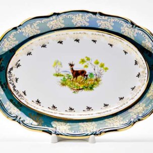 Блюдо овальное Охота зеленая. Косуля Мария-Тереза Овальное
