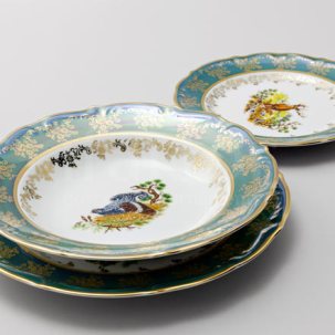 Набор тарелок Охота Зеленая 6/18 Мария-Тереза