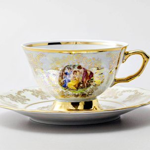 Чашка с блюдцем чайная Мадонна Перламутр 1/2 Мария-Тереза