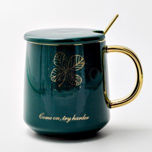 Кружка с крышкой и ложкой Come one, try harder Royal Classics