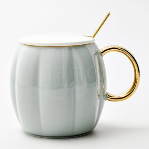 Кружка с крышкой и ложкой Серая Royal Classics