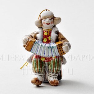 Елочная игрушка Мужичок с гармошкой 60 x 90 мм.