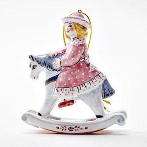 Елочная игрушка Девочка на лошадке 1