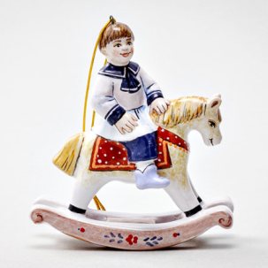 Елочная игрушка Мальчик на лошадке Мальчик на лошадке в белой рубашке 4