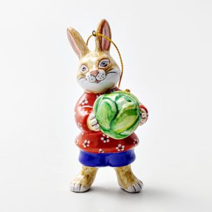 Елочная игрушка Заяц с капустой