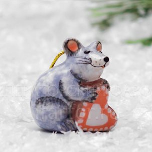 Елочная игрушка Мышка с пряником