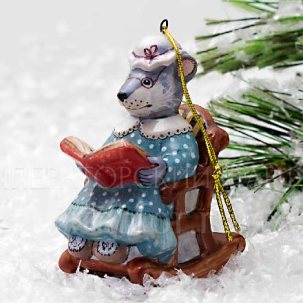 Елочная игрушка Мышь-бабушка