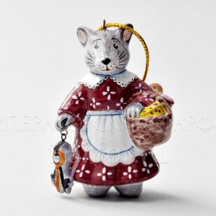 Елочная игрушка Мышь-хозяюшка