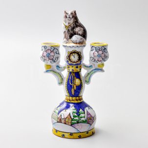 Подсвечник 2-х рожковый Подсвечник с котом