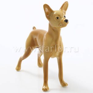Скульптура Той-терьер стоящий рыжий