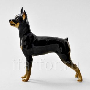 Скульптура Той-терьер стоящий черный