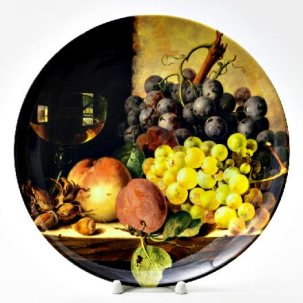 Декоративная тарелка Натюрморт с виноградом и персиками