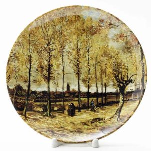 Декоративная тарелка Тополиная аллея осенью