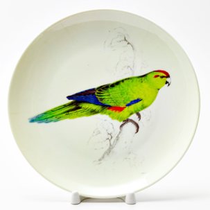 Декоративная тарелка Зеленый попугай