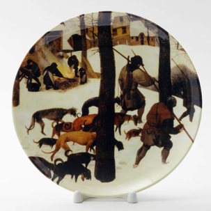 Декоративная тарелка Охотники на снегу 4