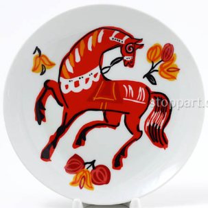 Декоративная тарелка Русский стиль. Красный конь