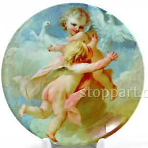 Декоративная тарелка 150 мм Франсуа Буше  Два ангелочка и голуби