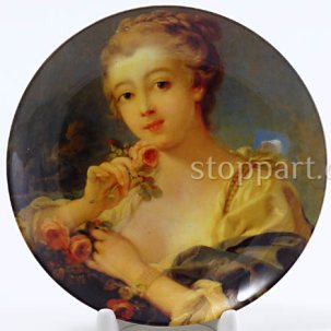 Декоративная тарелка 150 мм Франсуа Буше  Портрет девушки с букетом роз