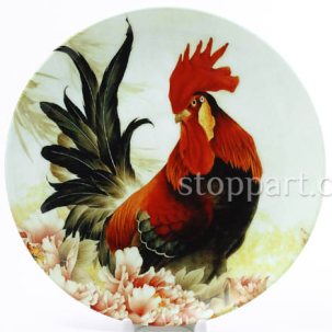 Декоративная тарелка Петух в цветах