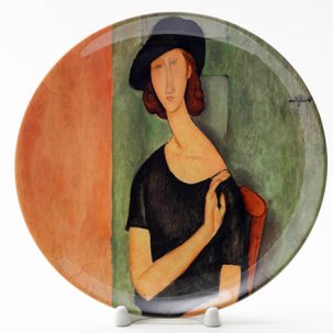 Декоративная тарелка Жанна Эбютерн в черной шляпке