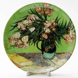 Декоративная тарелка Натюрморт с олеандром и книгами