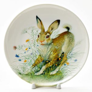 Декоративная тарелка Кролик в цветах