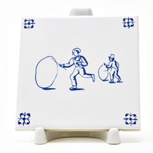 Изразец Голландский Детские игры. Катание обруча 2
