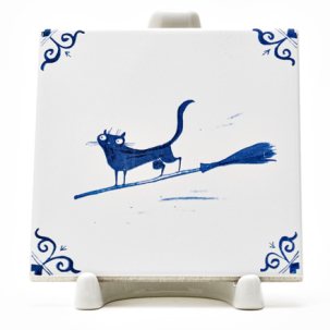 Изразец Голландский. Кот на метле