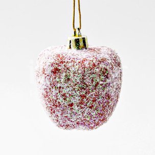 Елочная игрушка Ягоды и фрукты. Красное яблочко в льдинках