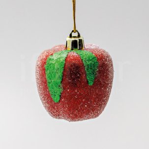 Елочная игрушка Ягоды и фрукты. Красное яблочко с листиком