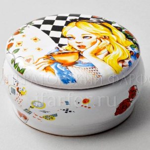 Шкатулка второй сорт Алиса в стране чудес. Шахматная доска Круглая